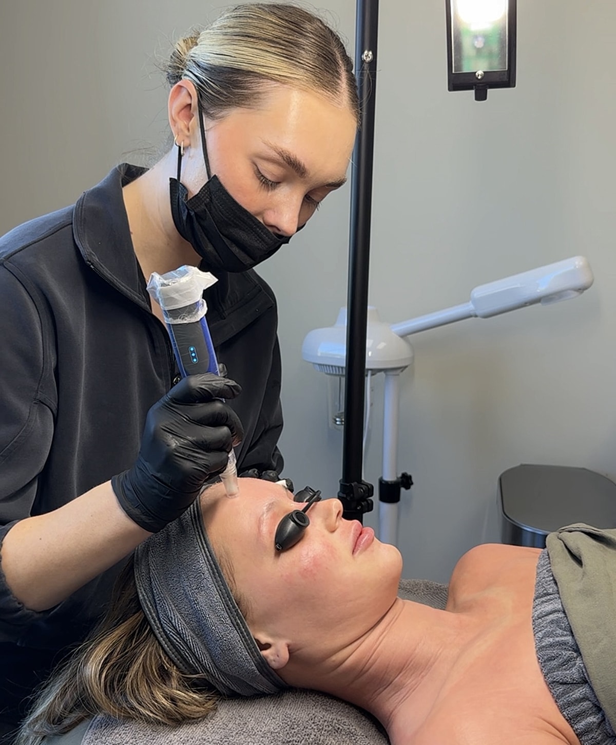 Skincare treatment in progress at beauty clinic