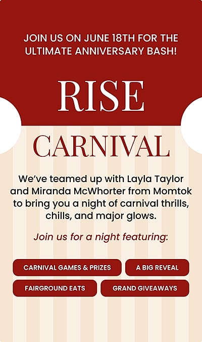 Anniversary carnival event announcement with activities.